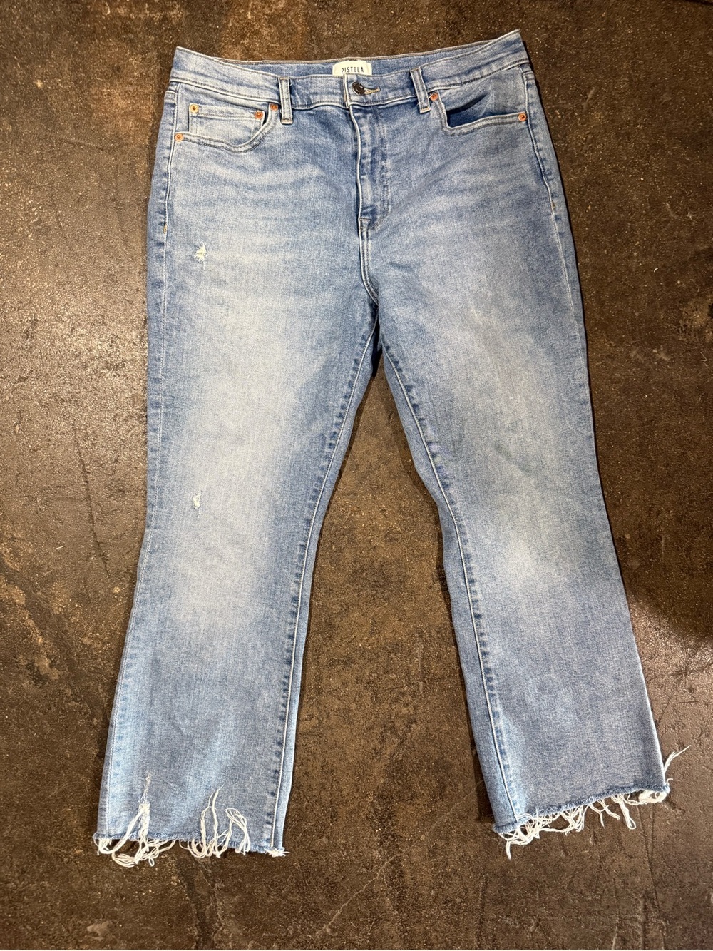 pistola Light Wash Distressed Cropped Jeans